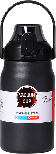 不鏽鋼保溫杯 12小時保冷 24小時保溫, 黑, 1個, 1.2L