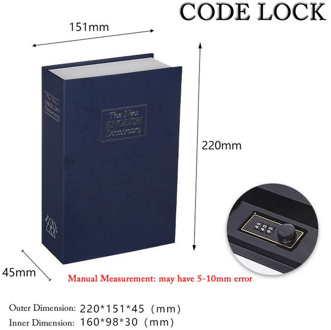 금고 모양 스타일 시계 가능 보관 비밀 수납함 보석 클래식 비밀번호, Blue Dictionary