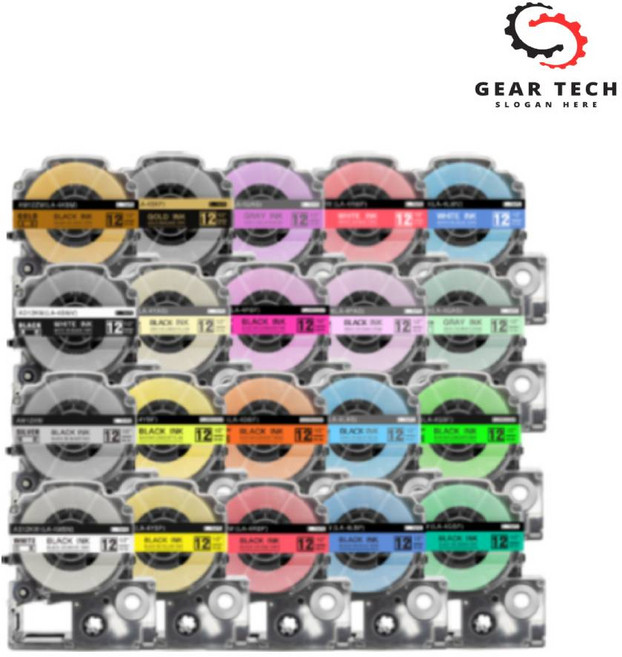 기어테크 엡손 라벨 프린터기 테이프 호환 국내 최다 색상 보유, 12mm, 배경파스텔 핑크_글자검정 AW12PW