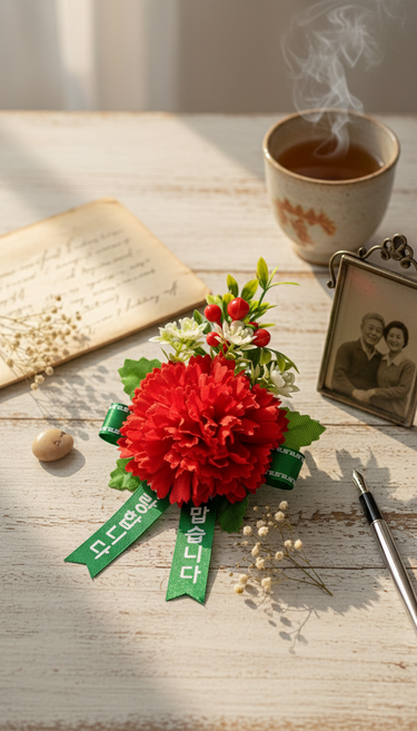 코코플라워 행사용 선물용 카네이션 브로치 코사지 판매, 1개, 레드