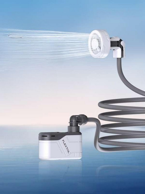 휴대용 샤워기 워터백 이동식 오토 간이 저소음 충전식 캠핑 물통 야외 펌프 무선 야영 차박, 샤워기 + 속건성 수건, 1개