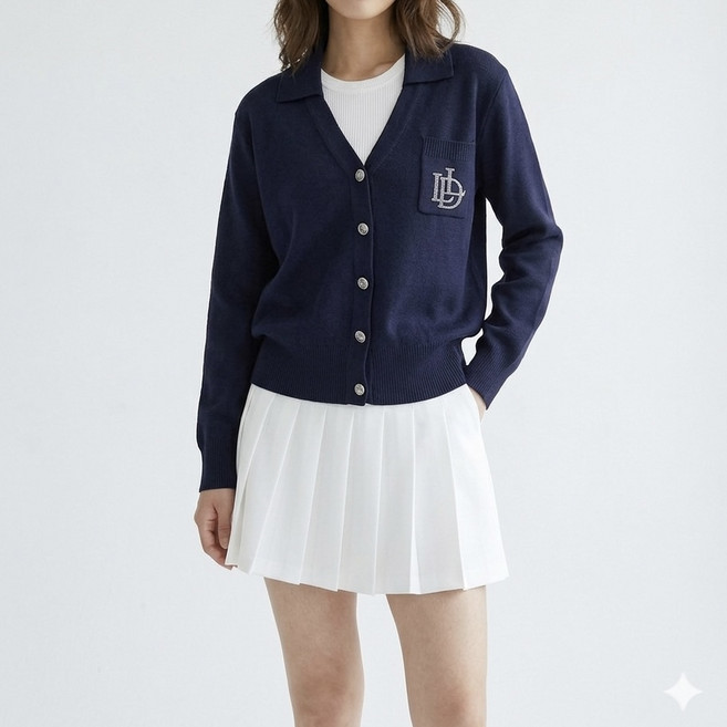 카라 브이넥 니트 가디건 여성골프웨어 파크골프 골프퀸카