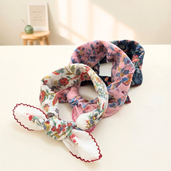 [국내산 60수 면] 룸브리 쁘띠 미니 면 스카프 3개세트