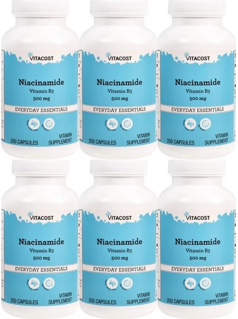 비타코스트 니아신 아마이드 비타민B3 500mg 캡슐 Vitacost Niacinamide, 6개, 200정 - 쿠팡