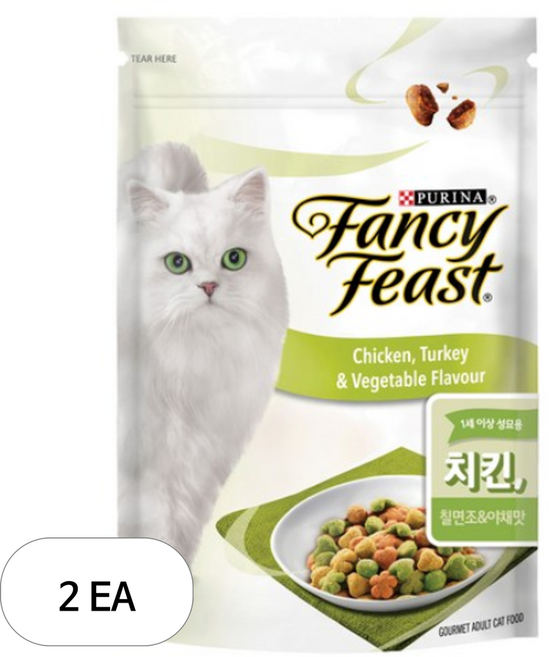 팬시피스트 어덜트 고양이 건식사료, 닭+칠면조, 450g, 2개