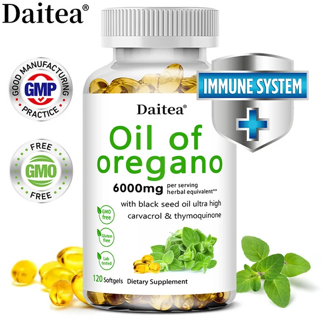 60/120 캡스 오레가노 오일 프리미엄 포뮬러 6000mg 유기농 추출물 면역 지원, 1개, 60회분 - 쿠팡