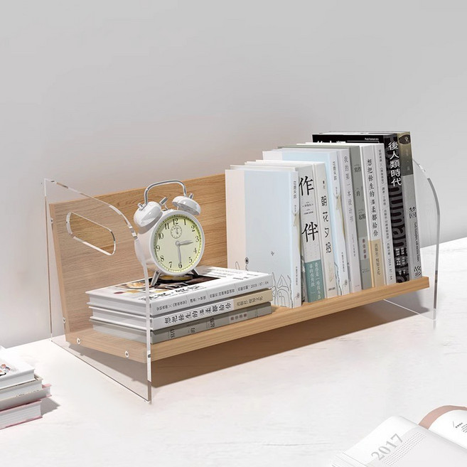 콜콜러브 원목 책꽂이 간이 미니 책꽂이 탁상용 서재 장식 책꽂이선반, 원목색