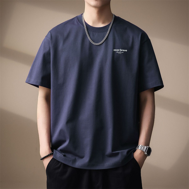 VEZRI 남성 여름 프리미엄 씬 소재 반팔 티셔츠 프린트 오버핏 캐주얼 상의