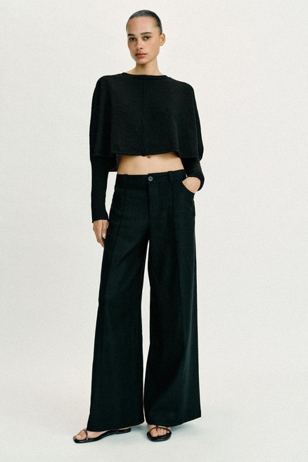 자라 ZARA 린넨 와이드 팬츠 - 블랙 4745033800 1005054