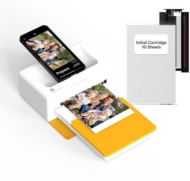 도크 플러스 4x6" 포토 프린터 및 안드로이드용 50매 도킹 블루투스 스마트폰 즉석 컬러 출력 4PASS 승화, Printer + 10 Sheets