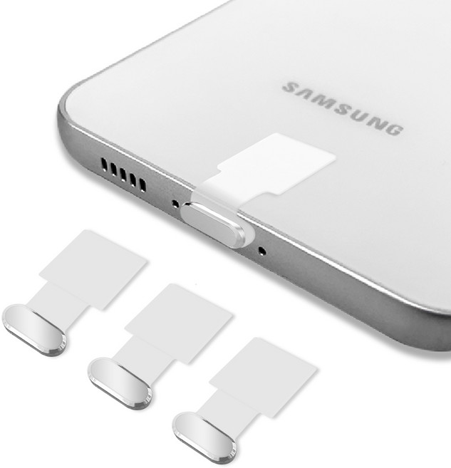 스마트폰 C타입 충전단자 먼지마개 부착식, 스퀘어 반투명 메탈실버(C타입용), 4개