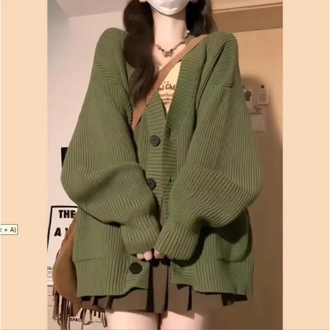 慵懶風寬鬆針織開襟衫
