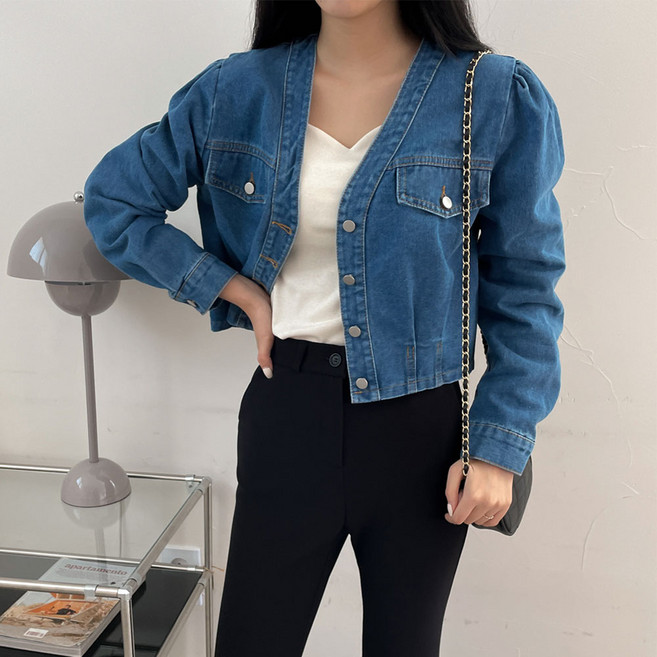 [블루레몬] 노카라청자켓 여성청자켓 크롭청자켓 청자켓코디 여성데님자켓 청자켓코디 캐주얼점퍼 데일리룩 10대여성 20대여성 30대여성 가을자켓 연청자켓 진청자켓 봄자켓 간절기자켓