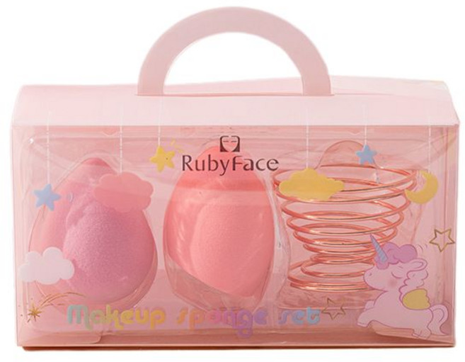 RubyFace 化妝海綿組, 1套, 粉色﹐美妝蛋*2+美妝蛋架
