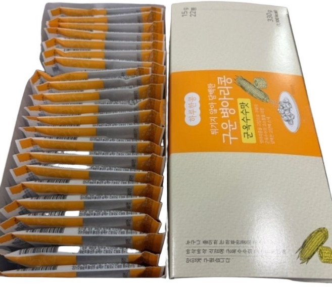 하루한콩 구운 병아리콩 군옥수수맛 소포장 오븐 로스팅 단백질 간식, 44개, 15g