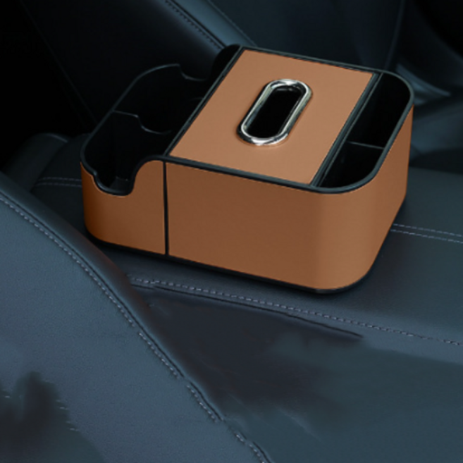 태양유통 콘솔박스 수납컵홀더 수납정리박스, 브라운