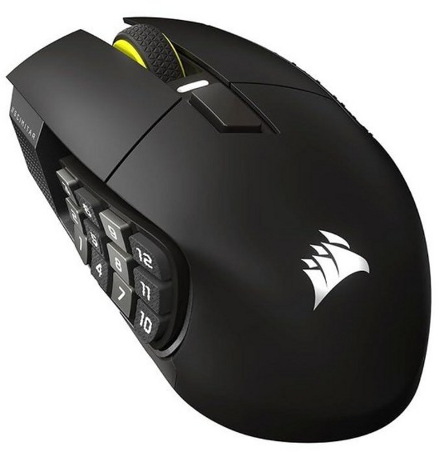 Corsair 커세어 Scimitar Elite 무선 SE MMO PC 게이밍 마우스 - 33 000 DPI 16개의 프로그래밍 가능한 버튼 키 슬라이더 Elgato 가상, Wireless, Gunmetal