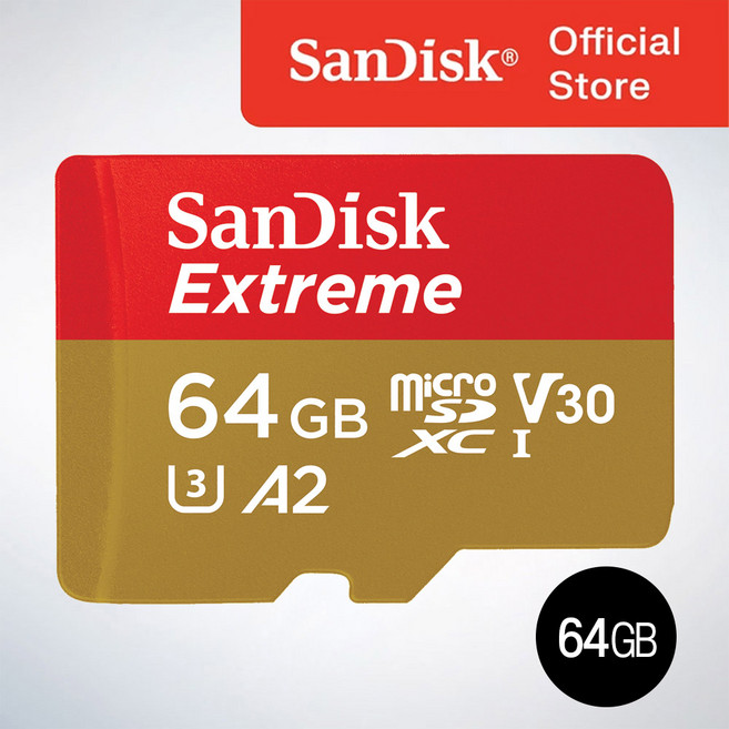 샌디스크코리아 공식인증정품 마이크로 SD카드 SDXC Extreme 익스트림 QXAH 64GB, 1개
