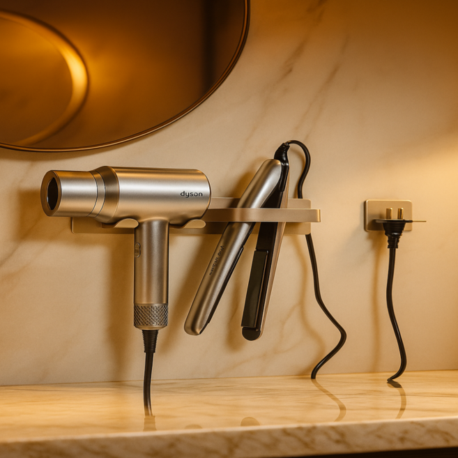 트레븐 무타공 올인원 드라이기 고데기 거치대 콘센트 홀더, 베이지, 1개