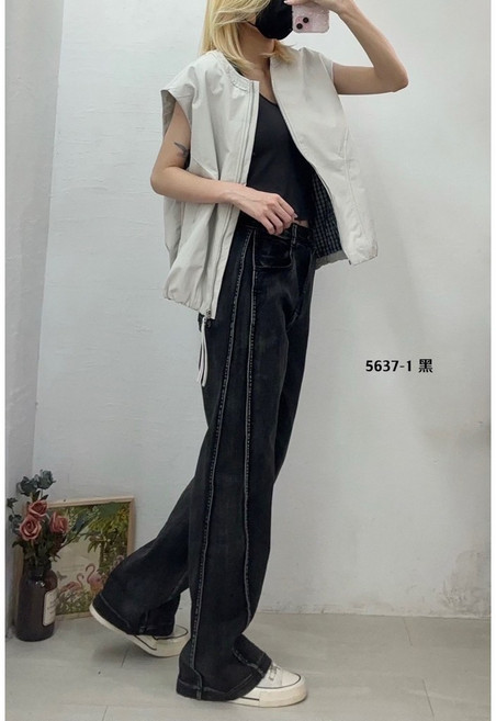 外縫線牛仔寬褲 #5637 寬褲設計