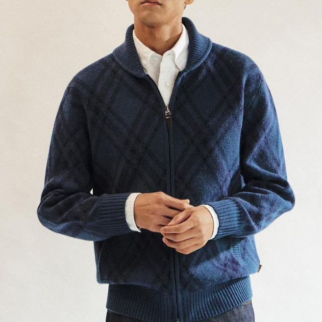 [매장정품] 닥스 DAKS SHIRT [아울렛] 울혼방 숄카라 체크 풀집업_DLW1SWZU113B1