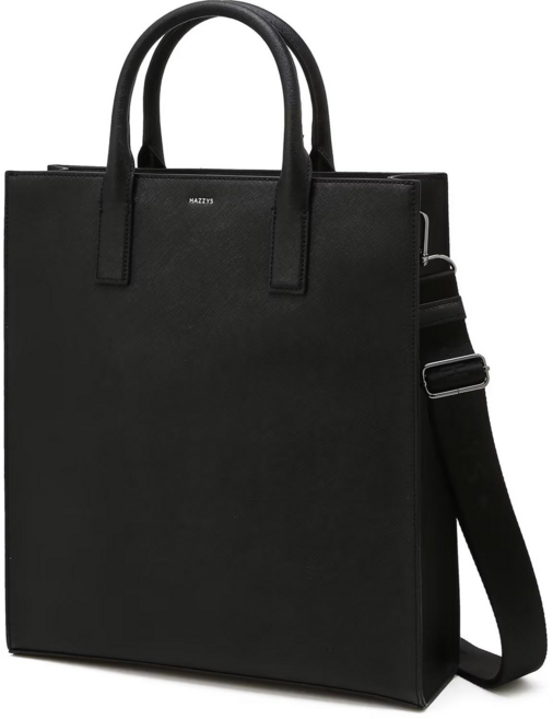 헤지스 남성 블랙 천연 소가죽 15인치 수납 메신저 토트백 겸 크로스백