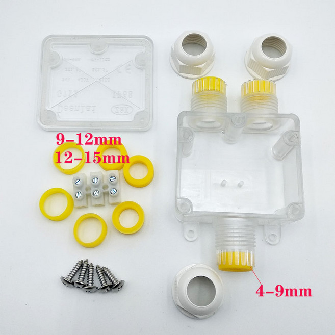 3 방향 24A 450V 실외 방수 IP68 케이블 커넥터 정션 박스 전기 인클로저 케이스 케이블 직경 4-15mm에 적, 03 transparent