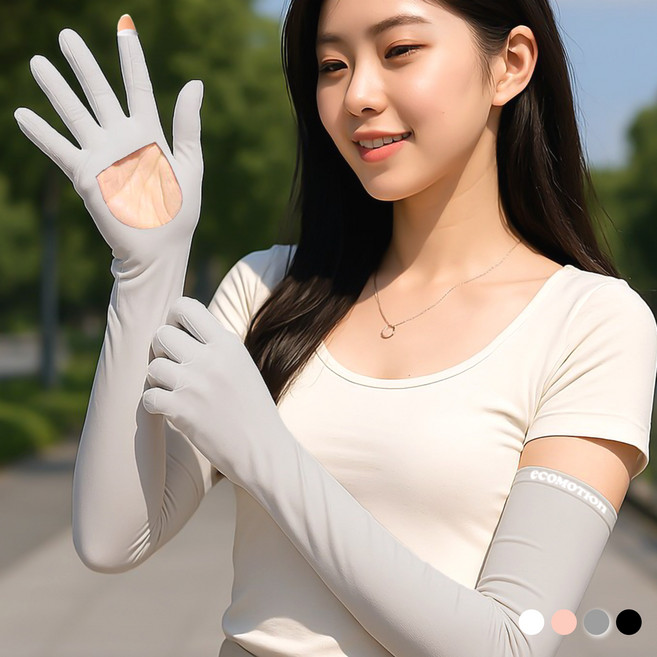 손바닥활짝 쿨토시 여성 운전장갑 긴팔 자외선 UV 차단, 그레이, 1개