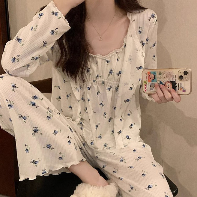 5컬러 3피스 탈부착캡 나시 가디건 세트 파자마 잠옷