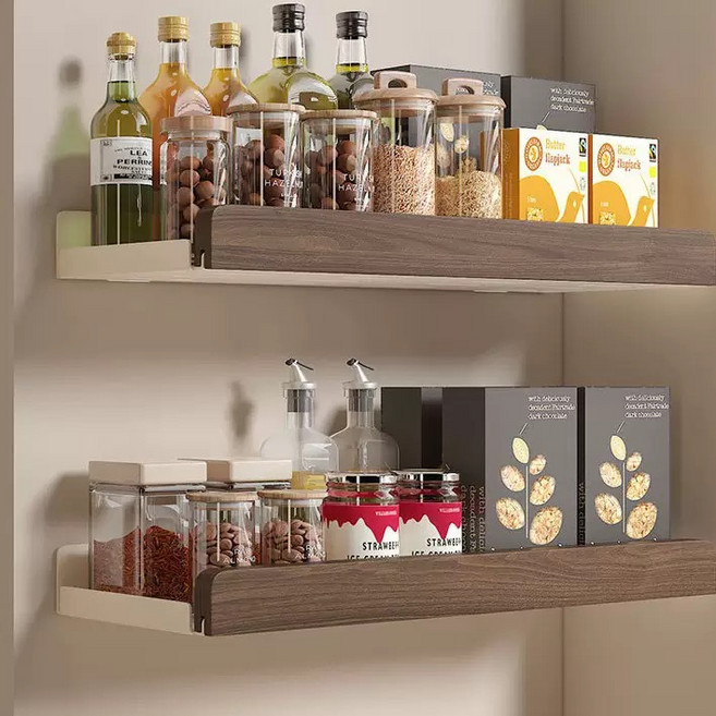 무타공 원목 인테리어 선반 주방 벽걸이 수납 선반 탈부착 욕실 선반 J-002, 1단, 호두나무