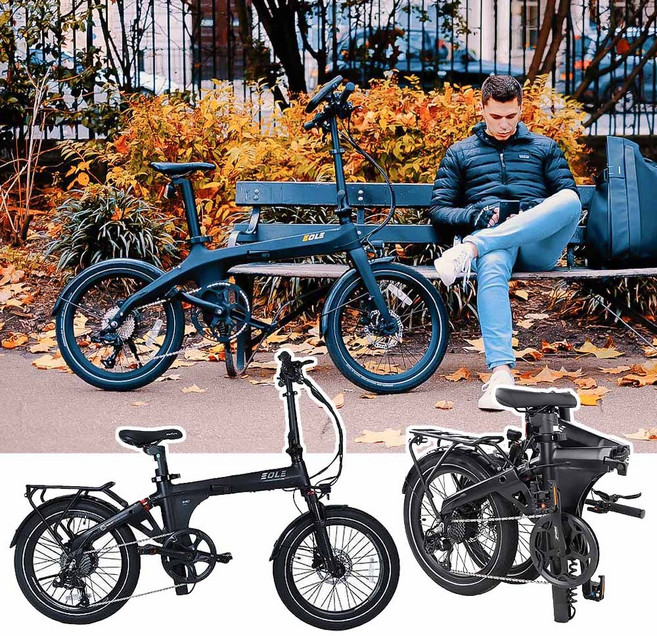 모아펀스 에올프로 LG 배터리쉘 36V 10Ah 15Ah 접이식 폴딩 레져 전기자전거, 블랙