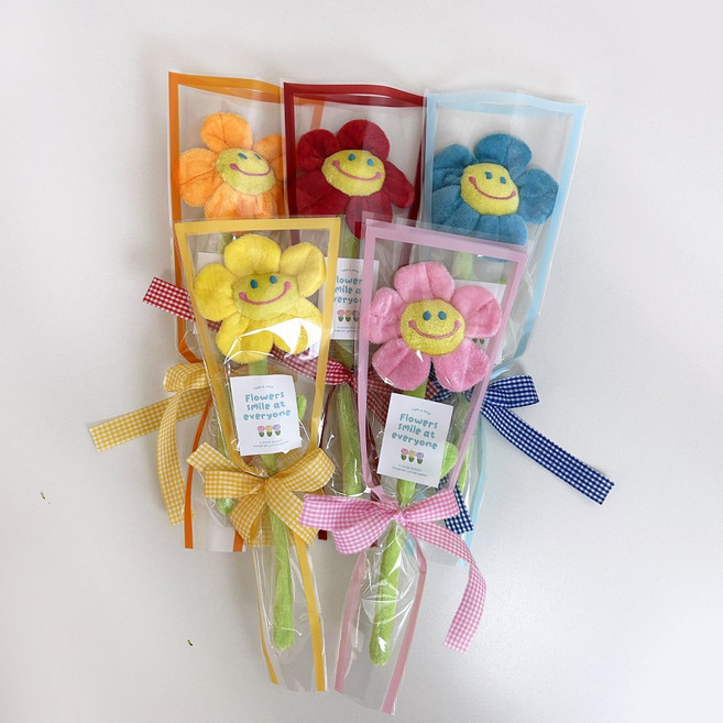 팔레트 스마일 인형 한 송이 꽃다발 스마일인형꽃다발 인형꽃다발, 5개, 혼합색상