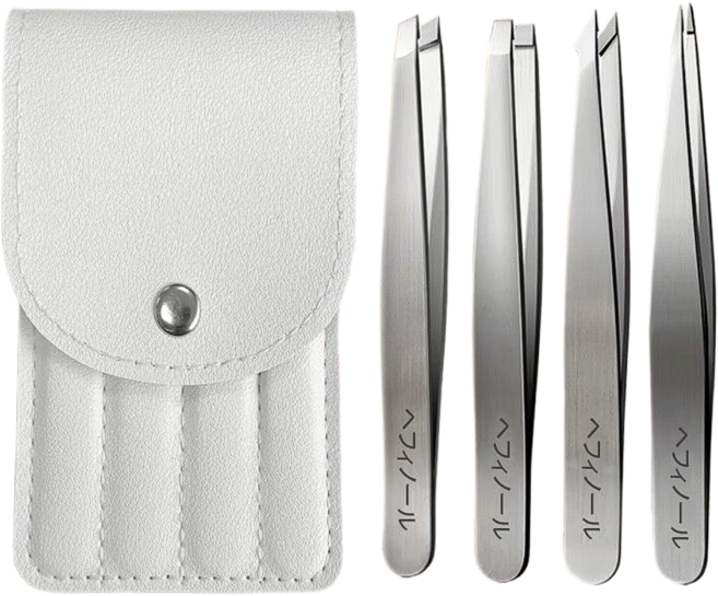 케어랩 핀셋 4종 세트 프리미엄 정밀 족집게 일본, 1세트, 실버