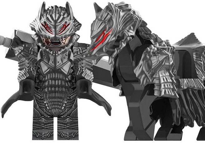 베르세르크 가츠&해골기사 캐릭터 4종 VER.2 호환블럭 브릭미니피규어 취미/수집/장식/컬렉션용 커스텀 블록피겨, BSK203. 베르세르크 : 가츠& 말 세트(로켓), 1개