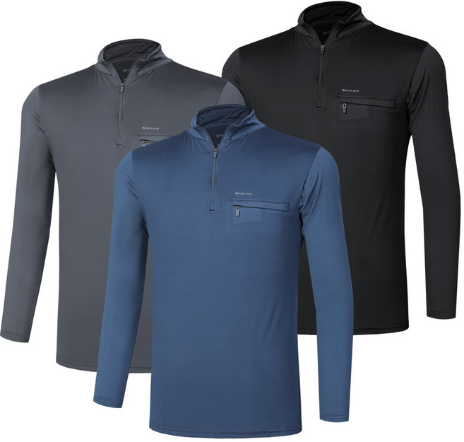 [이지바이] (1+1+1) 남성 가슴포켓 스판 집업 긴팔 티셔츠_작업복 코어액션