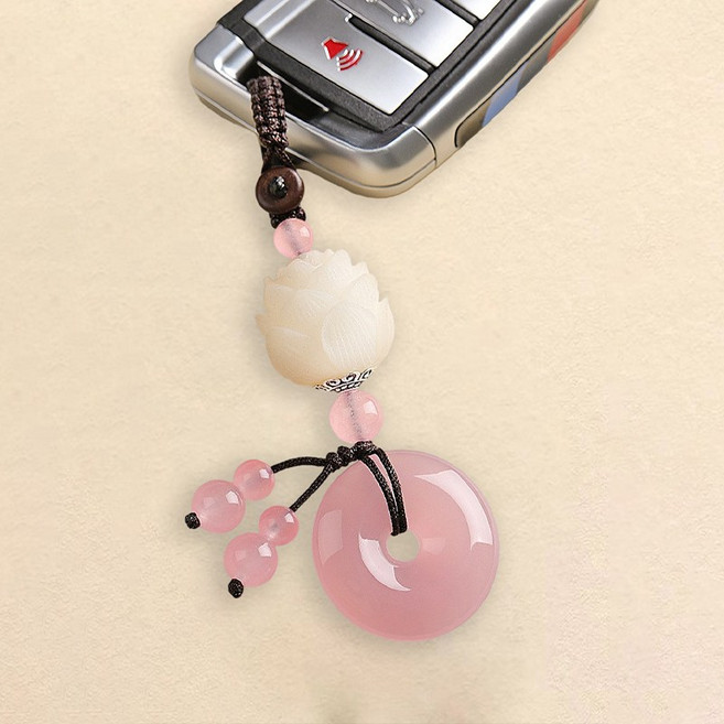 더블 절개 연꽃 옥 장식 비취 고급 키링으로 튼튼하고 내구성이 좋은 뛰어난 버클디자인 키링CIILLNY