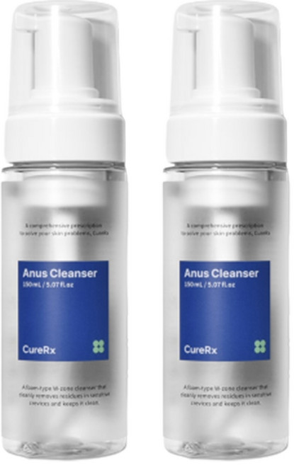 큐어알엑스 아누스 클렌저 항문 전용 워셔 청결제 세정제 남성 여성 가려움 150ml, 2개