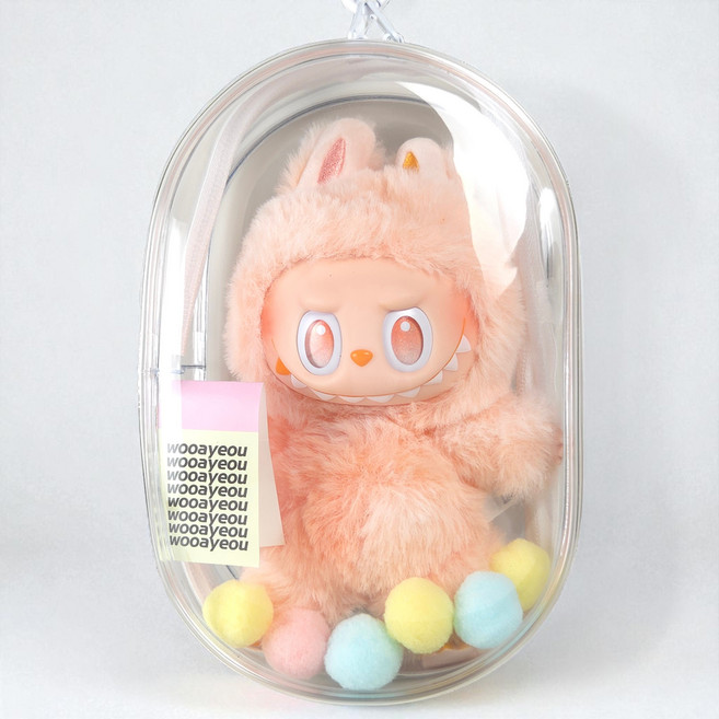 투명 PVC 인형 파우치 타원형 18cm 보호커버, 1개