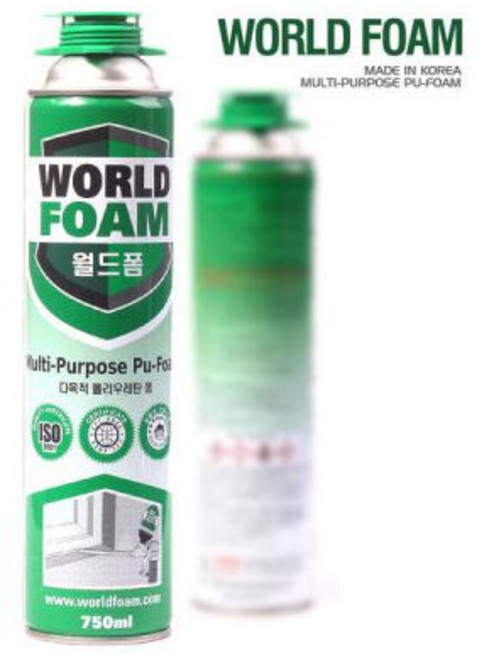 우레탄폼 폼크리너 550ml 폼건세척제 노즐청소 클리너 폼건폼제거 경화방지 폼본드 세척액, 폼건용 우레탄폼 월드폼 750ml 틈새 크렉 충진보수, 1개