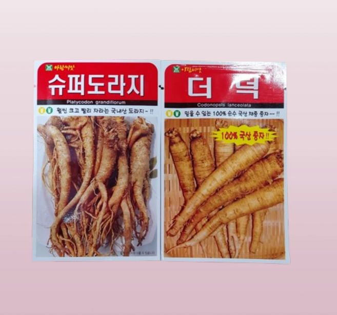 씨앗 종자 국내산 국산채종 텃밭 맛좋은 주말농장 슈퍼도라지 더덕 2세트 1개