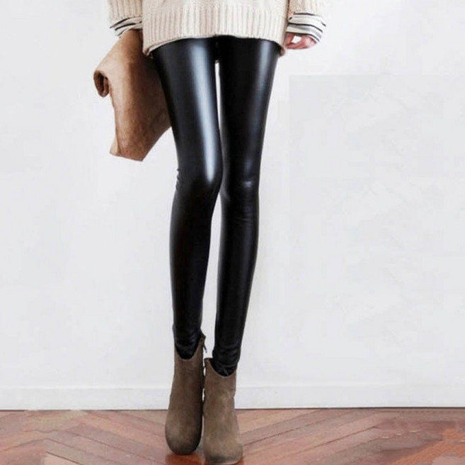 레더일반레깅스 가죽 유광 보정 블랙 쫄바지