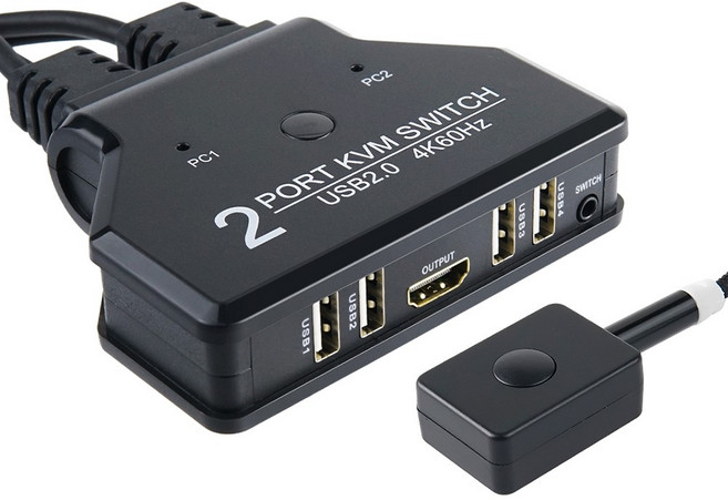 [TB990] Coms HDMI KVM 스위치 선택기 2대의 PC를 버튼 하나로 전환 제어 4K 60Hz, 1개, TB990