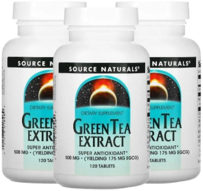 소스내추럴스 GreenTea 녹차추출물 500mg 120정 3개 그린티 카테킨 EGCG - 쿠팡