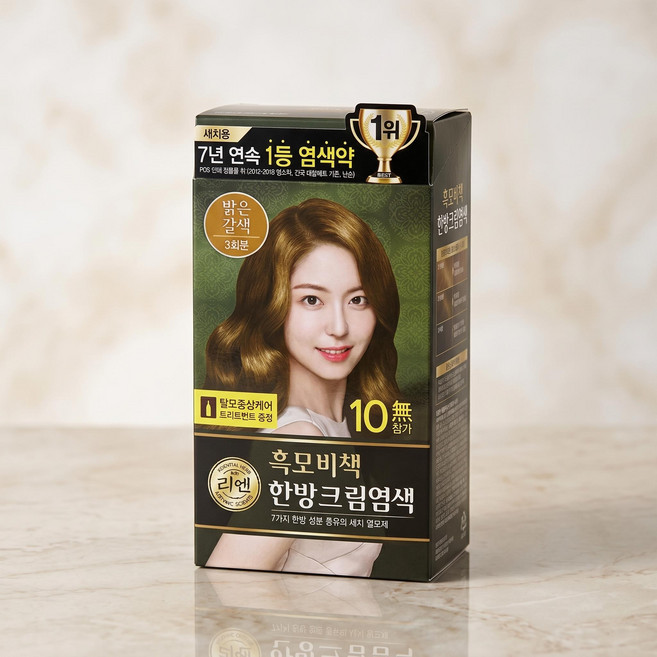 리엔 한방 흑모비책 크림 염색 120g 밝은갈색 3개, 리엔 흑모비책 염색크림 밝은갈색 120g x 3개