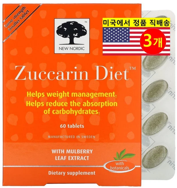 뉴노르딕 Zuccarin Diet 60정, 3개 - 쿠팡