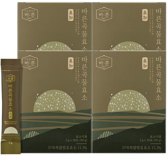 바른 곡물효소 진가 저분자 발효효소, 90g, 4박스