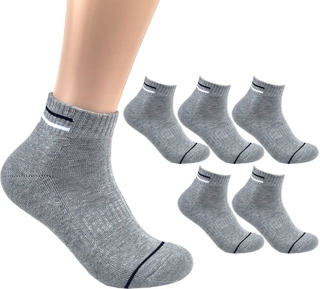 더베이직 남성용 국산 두꺼운 이중쿠션 두줄 스포츠 단목 양말 6켤레, 그레이, 6개