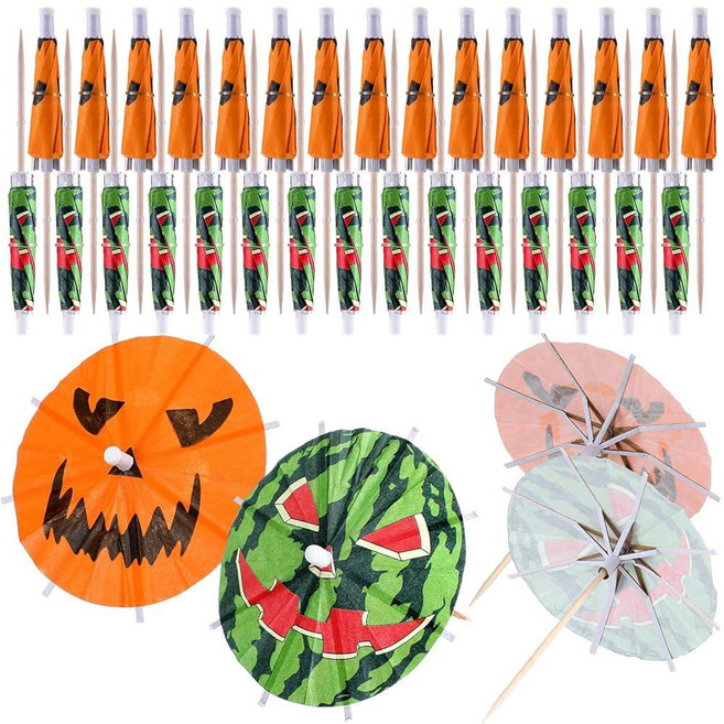 LemonRoad 100 Pcs Summer Halloween Cocktail Drink Umbrella Picks Bulk Mini Drink Umbrellas with Wa, LemonRoad 100 Pcs Summer Hallo