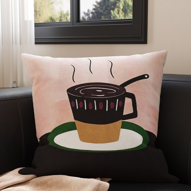 가려거든 소파 쿠션 등받이 허리 베개 커버, 45x45cm (겉감+안감), 우아한 애프터눈 티