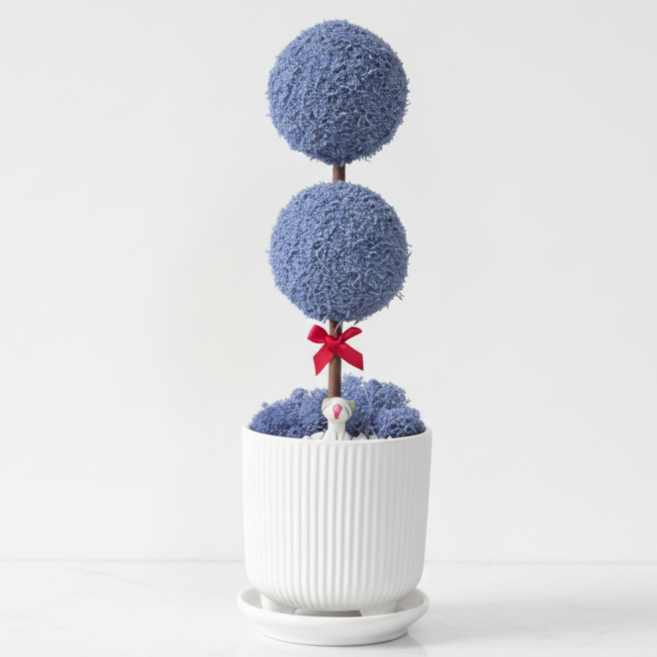 스칸디아모스 더블 플랜테리어 개업선물 집들이선물 실내 화분 식물, 1개, 라벤더 블루